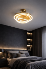 LUMINAIVE GOLDEN FAN WITH CHANDELIER
